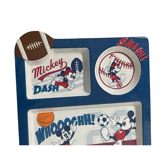 Disney Mickey Mouse Blue 3 Compartment Melamine Sports Plate - Picture 3 of 8